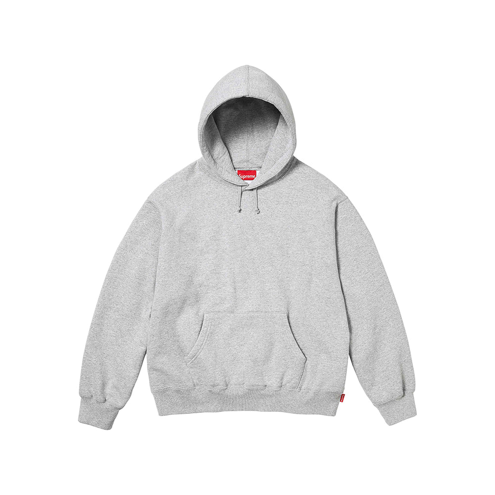 Supreme Satin Applique Hoodaed Sweatshirt Heather Grey