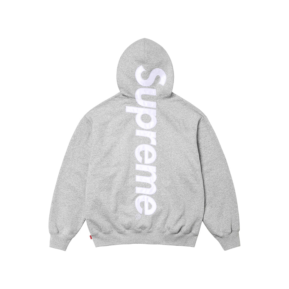 Supreme Satin Applique Hooded Sweatshirt Heather Grey