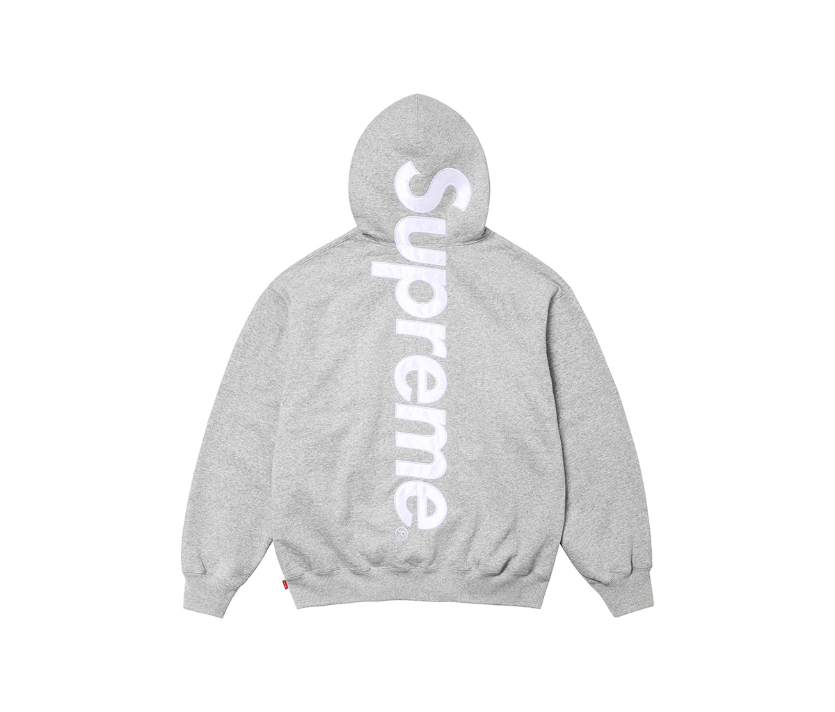 Supreme Satin Applique Hoodaed Sweatshirt Heather Grey