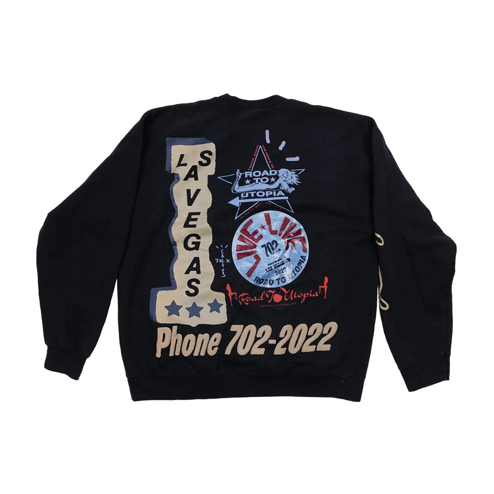 Travis Scott Road to Utopia Las Vegas Crewneck Black