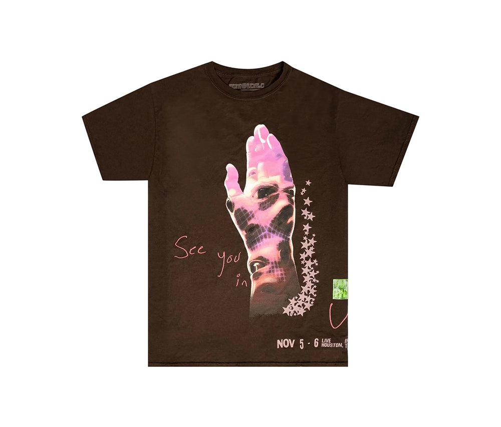 Travis Scott Utopia All Seeing Hands Tee Brown