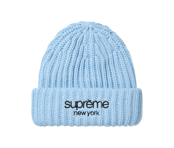 Supreme Classic Logo Chunky Ribbed Beanie Light Blue – Supreme
