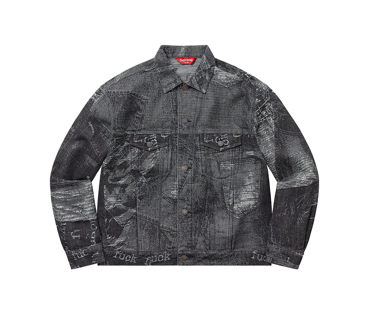 Supreme Archive Denim Jacquard Trucker Jacket Black - Section Prague